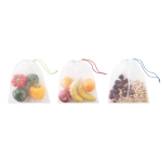 Lot de 3 sacs en plastique recyclé pour fruits/légumes RPET Greenery couleur blanc quatrième vue
