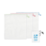 Lot de 3 sacs en plastique recyclé pour fruits/légumes RPET Greenery vue avec zone d'impression