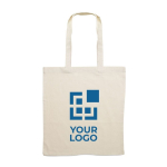 Tote bag floqué pas cher en coton, poignées longues 180 g/m2 EcoSuperb couleur beige vue avec zone d'impression