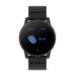 Montre smartwatch avec logo imprimé pour la publicité Wearfit couleur noir troisième vue
