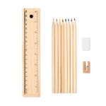 Set eco avec crayons de couleur, règle et gomme dans un étui College couleur bois troisième vue