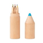 6 crayons de couleur promotionnels dans un tube crayon Mini Pencil couleur bois deuxième vue