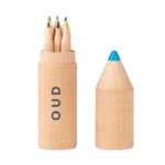 6 crayons de couleur promotionnels dans un tube crayon Mini Pencil couleur bois deuxième vue principale