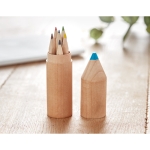 6 crayons de couleur promotionnels dans un tube crayon Mini Pencil couleur bois vue d'ambiance