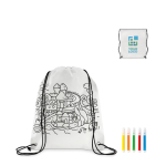 Sacs non tissés de 80 g/m2 à colorier avec des marqueurs Color Fun couleur blanc vue avec zone d'impression