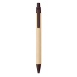 Stylos avec corps en papier et bouton poussoir, encre bleue Eco Beans couleur marron deuxième vue
