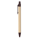 Stylos avec corps en papier et bouton poussoir, encre bleue Eco Beans couleur marron troisième vue