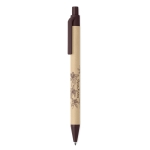 Stylos avec corps en papier et bouton poussoir, encre bleue Eco Beans couleur marron vue principale
