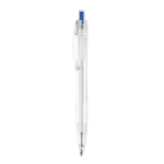 Stylo en plastique recyclé avec bouton poussoir et encre bleue Clean couleur bleu