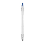 Stylo en plastique recyclé avec bouton poussoir et encre bleue Clean couleur bleu troisième vue