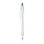 Stylo en plastique recyclé avec bouton poussoir et encre bleue Clean couleur bleu quatrième vue