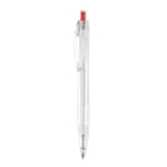 Stylo en plastique recyclé avec bouton poussoir et encre bleue Clean couleur rouge