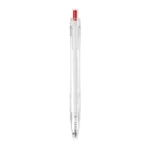 Stylo en plastique recyclé avec bouton poussoir et encre bleue Clean couleur rouge troisième vue
