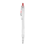 Stylo en plastique recyclé avec bouton poussoir et encre bleue Clean couleur rouge vue principale