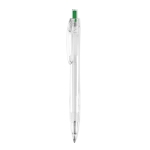 Stylo en plastique recyclé avec bouton poussoir et encre bleue Clean couleur vert
