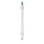 Stylo en plastique recyclé avec bouton poussoir et encre bleue Clean couleur vert deuxième vue