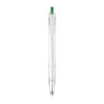 Stylo en plastique recyclé avec bouton poussoir et encre bleue Clean couleur vert troisième vue