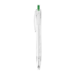 Stylo en plastique recyclé avec bouton poussoir et encre bleue Clean couleur vert quatrième vue