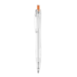 Stylo en plastique recyclé avec bouton poussoir et encre bleue Clean couleur orange