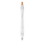 Stylo en plastique recyclé avec bouton poussoir et encre bleue Clean couleur orange deuxième vue