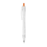 Stylo en plastique recyclé avec bouton poussoir et encre bleue Clean couleur orange quatrième vue