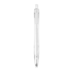 Stylo en plastique recyclé avec bouton poussoir et encre bleue Clean couleur transparent troisième vue