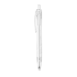 Stylo en plastique recyclé avec bouton poussoir et encre bleue Clean couleur transparent quatrième vue