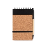 Bloc note publicitaire avec stylo A6 avec des pages lignées CorkSpira couleur noir