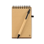 Bloc note publicitaire avec stylo A6 avec des pages lignées CorkSpira couleur noir troisième vue