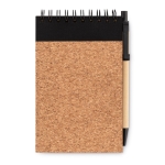 Bloc note publicitaire avec stylo A6 avec des pages lignées CorkSpira couleur noir quatrième vue