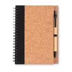 Carnets en papier recyclé avec stylo A5 avec pages lignées EcoCork couleur noir
