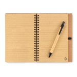 Carnets en papier recyclé avec stylo A5 avec pages lignées EcoCork couleur noir troisième vue