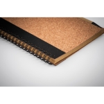 Carnets en papier recyclé avec stylo A5 avec pages lignées EcoCork couleur noir quatrième vue