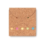 Kit écologique avec logo pour notes avec étiquettes coloréés SlimCork couleur beige