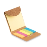Kit écologique avec logo pour notes avec étiquettes coloréés SlimCork couleur beige deuxième vue