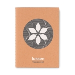 Blocs-notes recyclés en carton A6 avec feuilles lisses Eco Stiched couleur beige deuxième vue principale
