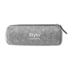 Trousse en feutre publicitaire ronde pour crayon Flow couleur gris