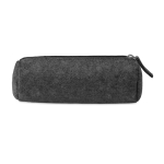 Trousse en feutre publicitaire ronde pour crayon Flow couleur gris foncé