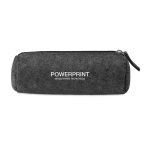 Trousse en feutre publicitaire ronde pour crayon Flow couleur gris foncé vue principale
