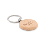 Porte-clés personnalisé rond en bois clair imprimé ou gravé Roundwood couleur bois deuxième vue principale