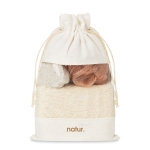 Set de bain avec éponge, pierre exfoliante et houppette Bathtime couleur beige vue principale