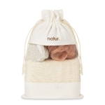 Set de bain avec éponge, pierre exfoliante et houppette Bathtime couleur beige deuxième vue principale