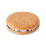 Miroir de poche rond en liège avec logo Corstyle couleur beige deuxième vue