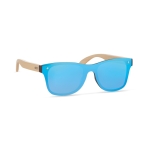 Lunettes de soleil avec branches bambou et verres miroir Bamboo Beach couleur bleu