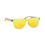 Lunettes de soleil avec branches bambou et verres miroir Bamboo Beach couleur jaune