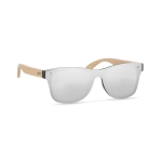 Lunettes de soleil avec branches bambou et verres miroir Bamboo Beach couleur argenté brillant