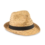 Chapeaux de paille personnalisés avec ruban en polyester Havana couleur noir