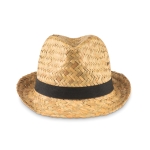 Chapeaux de paille personnalisés avec ruban en polyester Havana couleur noir deuxième vue