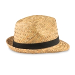 Chapeaux de paille personnalisés avec ruban en polyester Havana couleur noir troisième vue