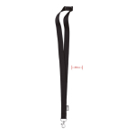 Lanyard en RPET mousqueton métallique et fermeture de sécurité 20 mm couleur noir